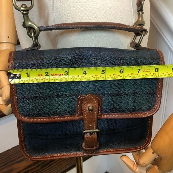 WRALPH LAUREN Black Watch Plaid Crossbody Shoulder Bag Vintage - Picture 10 of 17